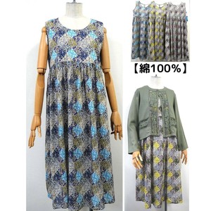 Casual Dress Patchwork Pattern Sleeveless Dress Flower 100% Cotton [2025 NEW]