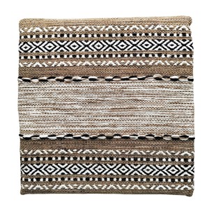 手織り　コットンキリム　シートクッション　約43x43cm　アイボリー　コットン【K023】
