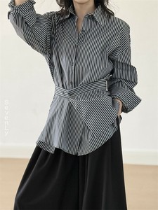 韓国ファッション エプロン取り外し可能 ブラウス 白「2025新作」