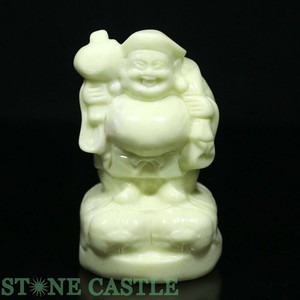 ☆一点物☆【彫刻置物】七福神 大黒天 レモンジェード (台無) No.19 【天然石 パワーストーン】