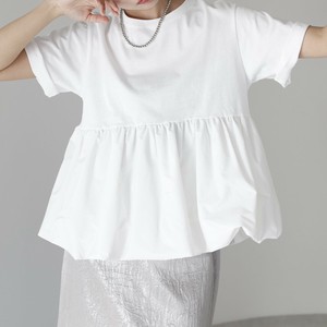 【2025SS新作入荷】Mixed material balloon hem tops 異素材バルーントップス
