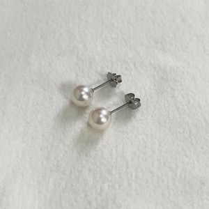 チタン 一粒 パールピアス 7-7.5/7.5-8/8-8.5ミリ あこや真珠 本真珠 スタッドピアス