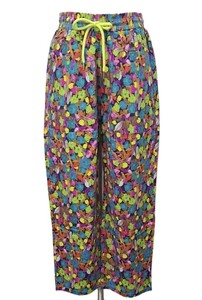 Cropped Pant Flower Purple Floral Pattern Casual Printed Easy Pants Wide Pants
