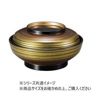 福井クラフト　6寸平蓋物椀　変り金ボカシ高台内金内黒 37002210