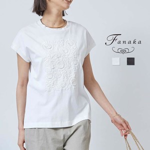 【Fanaka2025SS新作】フラワー立体刺繍フレンチスリーブTシャツ