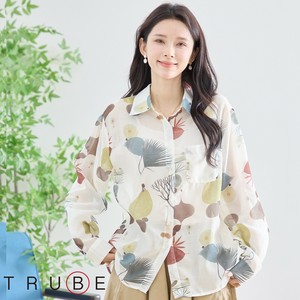 【2025新作】【L〜LL】植物モチーフプリントコットンシャツ(N72-210) (7号店)FM7