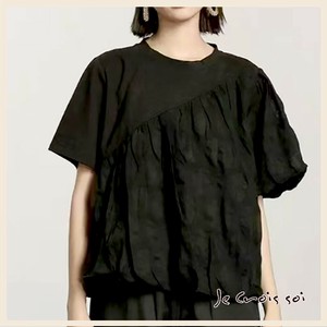 11709 裾バルーン仕上げ しわ加工デザインTシャツ レディス