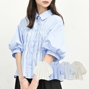 衬衫 抽褶 人气商品 衬衫 5分袖