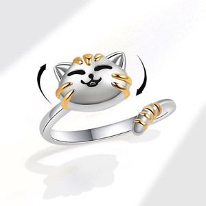 猫　リング 指輪　 リング フリーサイズ　シルバー925メッキ S925 リング　シルバー925 リング