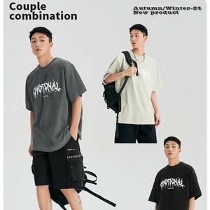 P21479メンズ Tシャツ トップス 2025春夏新作 カジュアル 半袖 レトロ  ゆるい 韓国風 プリント