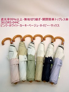 2025春夏新作）晴雨兼用・折畳傘-婦人　遮光率99％以上・無地切り継ぎ・開閉簡単トップレス傘
