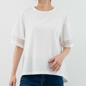 【2025春夏新作 Lilish mavie】62802 接触冷感 シルキー天竺 袖シアー切替 プルオーバー