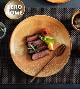 窯変釉 薪焼き陶器 無釉仕上げ 家庭用ステーキプレート