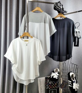 【2025春夏新作】バックシフォン切り替えTシャツ