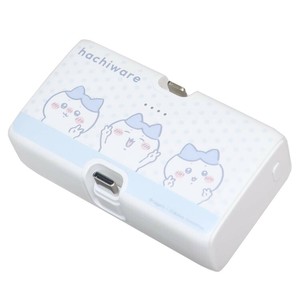 【スマホアクセ】ちいかわ Lightning/Type-Cコネクタ付き リチウムイオン充電器 4000mAh ハチワレ