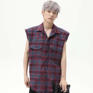 P21502 トップス ベスト 2025春夏新作 男女通用 ノースリーブ チェック ペアルック メンズ 欧米風