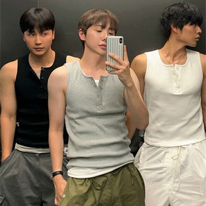 P21512ノースリーブ メンズ 韓国風 トップス ベスト 2025春夏新作 男女通用