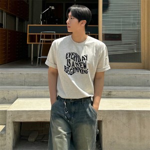 P21513 トップス 半袖 2025春夏新作 Tシャツ メンズ 韓国風 字母 プリント