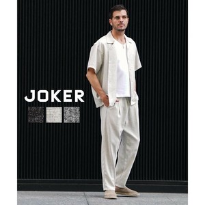 【2025年春の新作】サマーツイード 半袖シャツ＋イージーロングパンツ 2点セットアップ／Joker