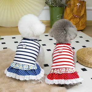 犬服 2色5サイズ ドッグウェア ペット服 ワンピース ストライプ