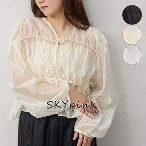 【2025SS新作入荷】シアーティアードシャツブラウス　SKYpink東京