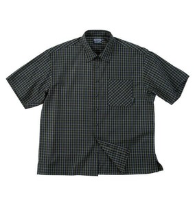 OUTDOOR PRODUCTS ビッグサイズ ブロードチェックレギュラーカラー半袖シャツ ネイビー系