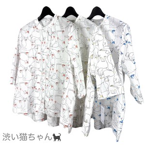 Button Shirt/Blouse 3/4 Length Sleeve Big Silhouette