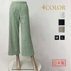 【2025春夏新作】【M/L】【キャリア】【ミセス】綿混ジャガードワイドパンツ　1245