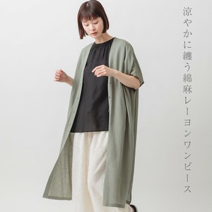 【2025新作】綿麻レーヨン羽織りワンピース　綿麻レーヨン　羽織り
