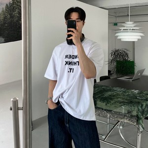 P21516 トップス 半袖 2025春夏新作 Tシャツ メンズ 韓国風 字母 プリント カジュアル レトロ