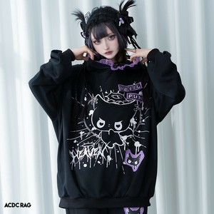 DEVIL PUNK パーカー 長袖 ブラック 原宿系 病みかわいい 天使界隈 パンク
