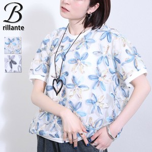 ビジュー刺繍デザイン シアートップス 裏地付　プルオーバー2025ss春夏通年定番　BRILLANTE東京（197434）