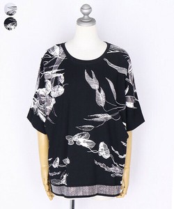 T-shirt Dolman Sleeve Rhinestone Botanica Cut-and-sew [2025 NEW]