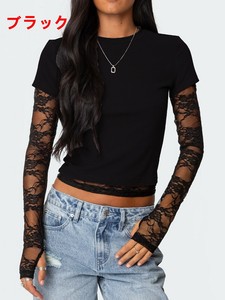 Tシャツ レース  無地  快適 レディース ファッション  5109#BQQ1603