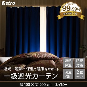 Blackout Curtain Navy Washable 2-pcs pack 200cm