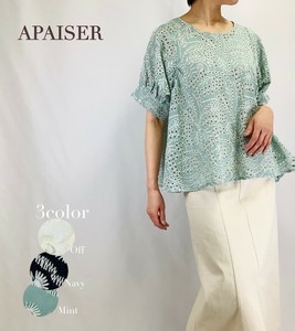 Button Shirt/Blouse Raglan pullover Lace Blouse Summer Spring