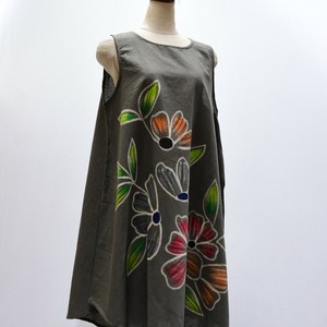 手描き　ノースリーブワンピース　インド綿