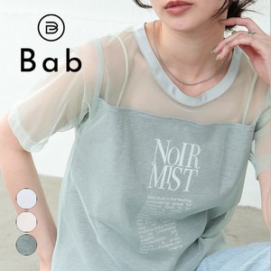 【SALE】チュールレイヤードロゴTシャツ◇綿とチュールの異素材の組み合わで涼し気な印象に