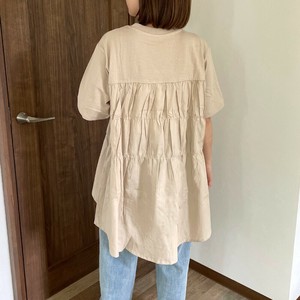 即納【2025新作】バックティアードチュニック　トップス　ゆったり　体型カバー　大きめ　夏服