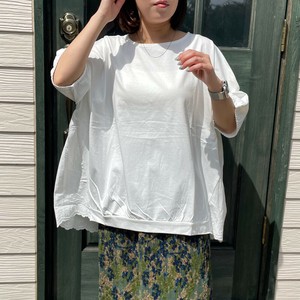 即納【2025新作】スカラップレース切替プルオーバー　トップス　ゆったり　体型カバー　大きめ　夏服