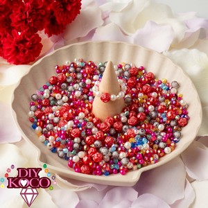 『D1081』一輪の薔薇 - (カラフル＆ピンク＆ホワイト) - ローズ＆ひし形＆多面カット＆オーロラ＆パール
