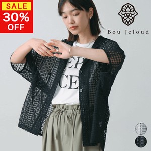 【決算SALE】幾何学柄レース半袖シャツ◇シアー感が魅力◎ゆったりシルエットのレースシャツ