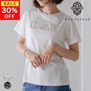 【決算SALE】ラメさがら刺繍Tシャツ◇接触冷感素材◎さがら刺繍が印象的なロゴTシャツ