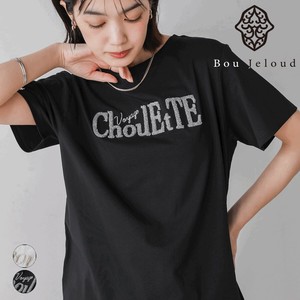 【SALE】ラメさがら刺繍Tシャツ◇接触冷感素材◎さがら刺繍が印象的なロゴTシャツ