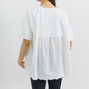 T-shirt Dolman Sleeve Switching Pullover Scalloped Lace