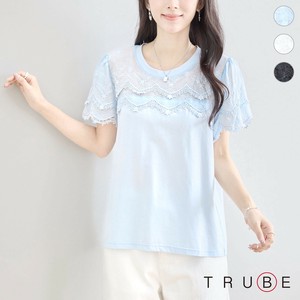 【2025新作】【M〜L】フェミニンレース袖Tシャツ(N12-648)(5号店) FM5