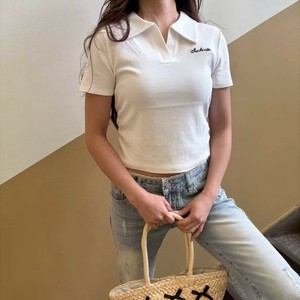 Vネックポロシャツ　ショート丈