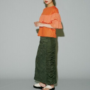 Skirt Side Gathered Jacquard Skirt