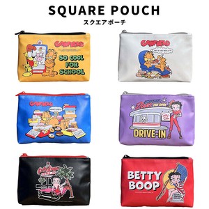 SQUARE POUCH スクエア ポーチ Betty Boop GARFIELD メイクポーチ 洗面グッズ コスメ 小物入れ ペンケース