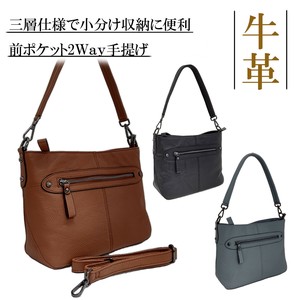 Shoulder Bag Cattle Leather Ladies fashion Pocket Back Leather 2-way